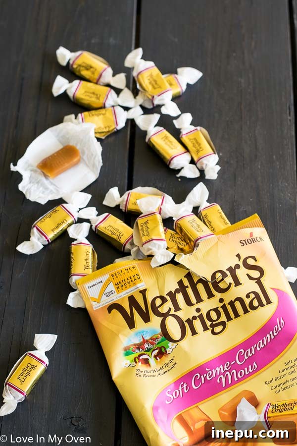 Caramel-Stuffed Oatmeal Treasures 4 Werther's Soft Caramels, ideal for stuffing cookies