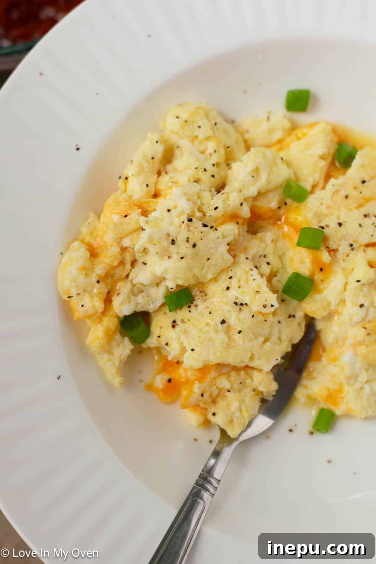 Protein-Packed Scramble 2 high protein scrambled eggs with cottage cheese and cheddar