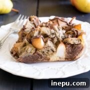 Nutella pear french toast casserole