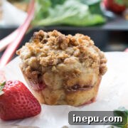 Double Streusel Strawberry Rhubarb Muffins