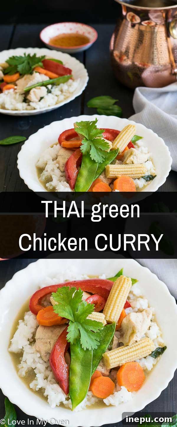 Pin for later: Easy and Authentic Thai Green Chicken Curry recipe.