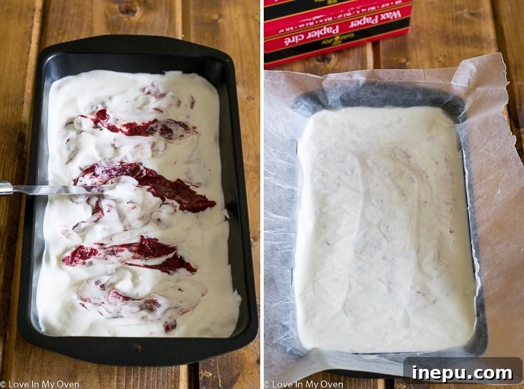 Swirled Strawberry Rhubarb No Churn Ice Cream