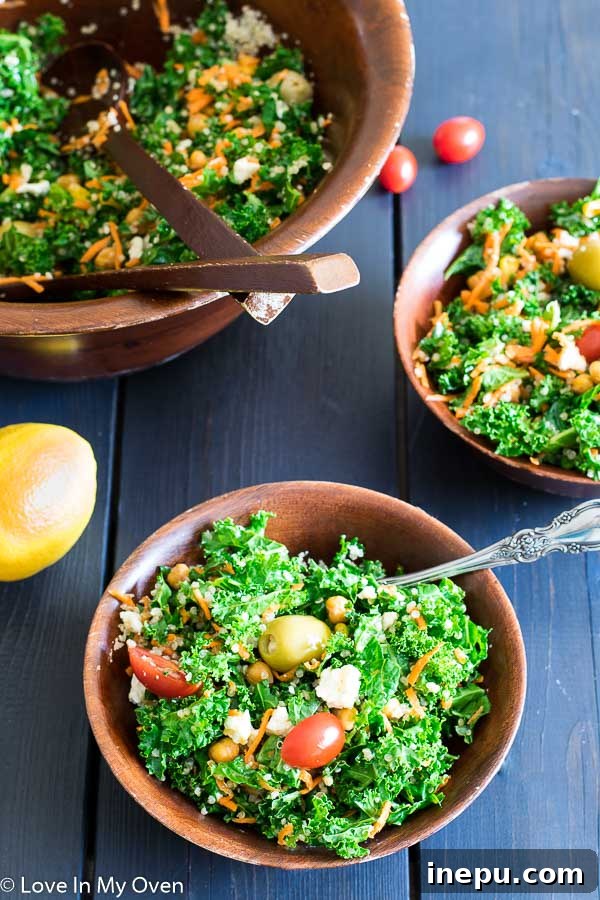 Close-up of Roasted Corn and Chickpea Kale Salad ingredients