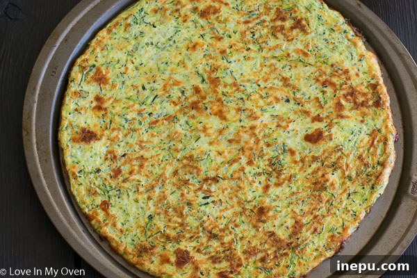 Gluten-Free Zucchini Crust Pizza 6 Flipped and baked zucchini pizza crust