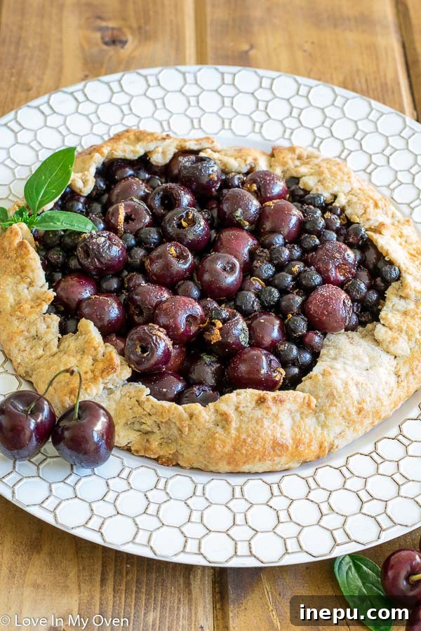 saskatoon cherry galette with a rustic crust