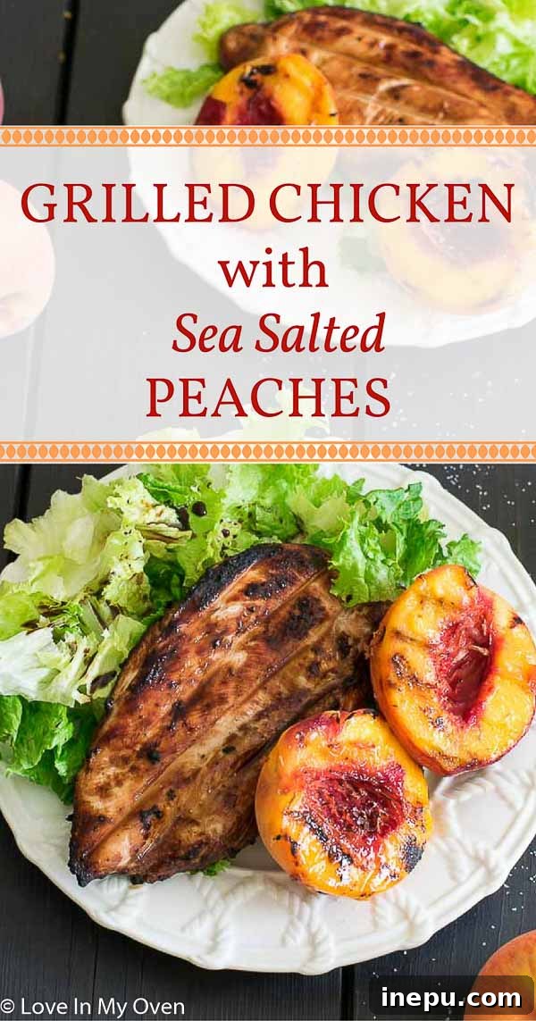 Pin this recipe: Grilled Chicken with Sea Salted Peaches