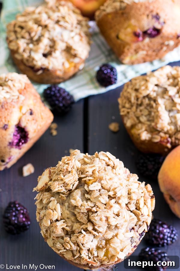 blackberry-peach streusel muffins blackberry-peach streusel muffins