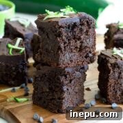 Healthy double chocolate zucchini brownies recipe card image