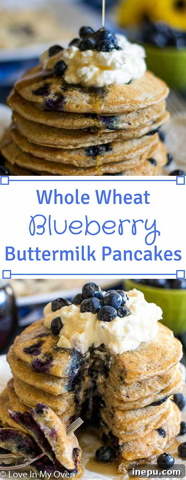 Whole Wheat Blueberry Buttermilk Pancakes pin image
