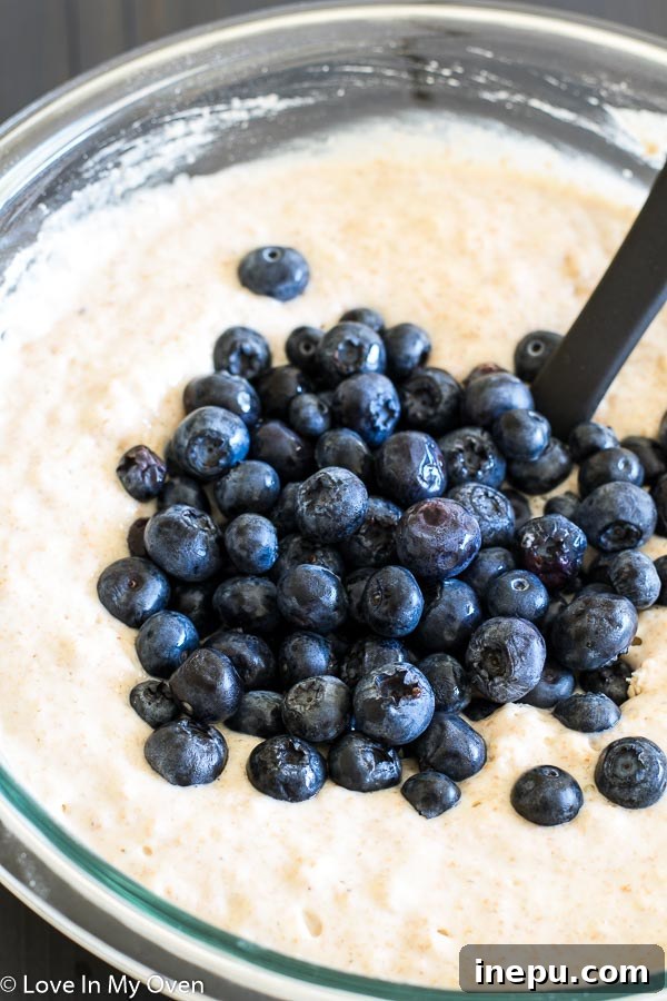 Stack of Whole Wheat Blueberry Buttermilk Pancakes with Syrup
