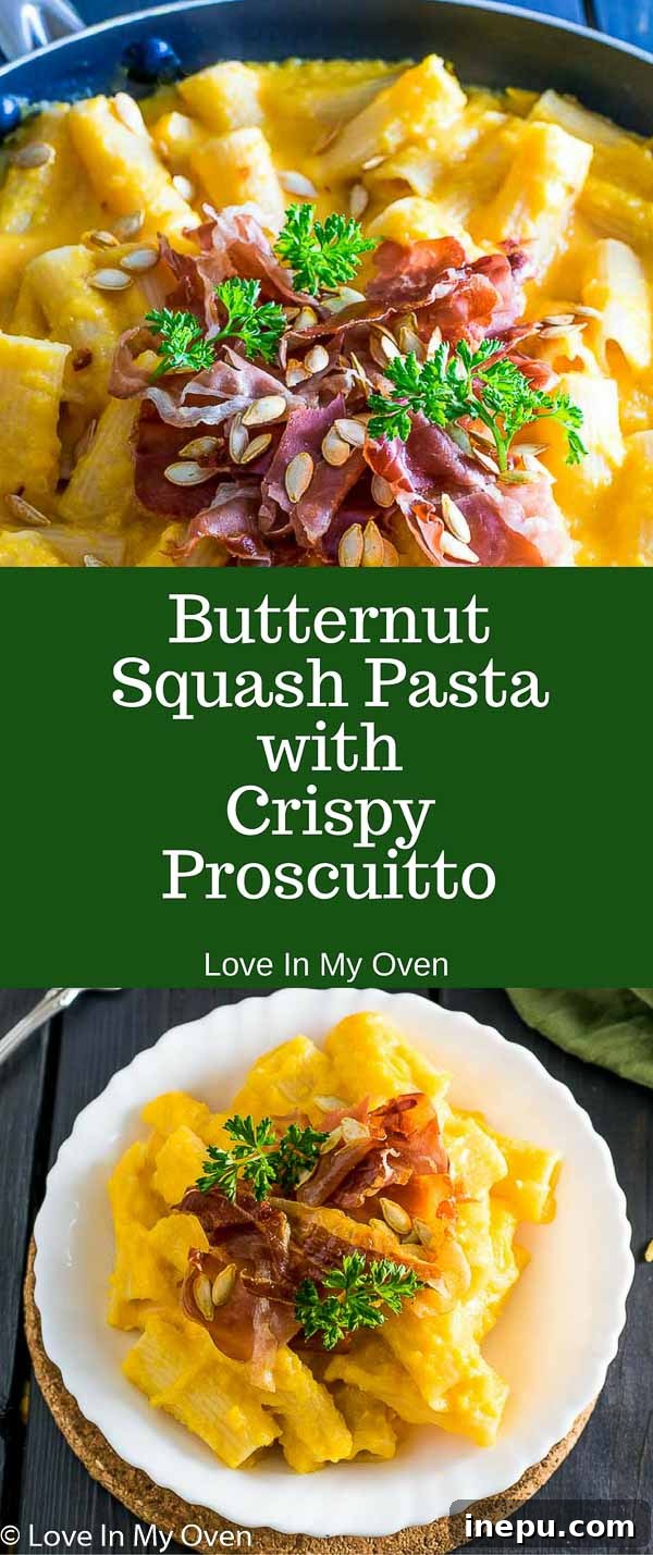 Butternut Squash Pasta with Crispy Prosciutto served