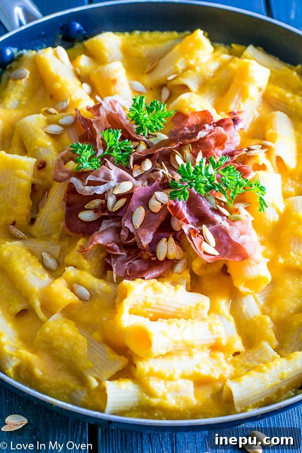 Creamy Butternut Squash Pasta with Crispy Prosciutto Flakes