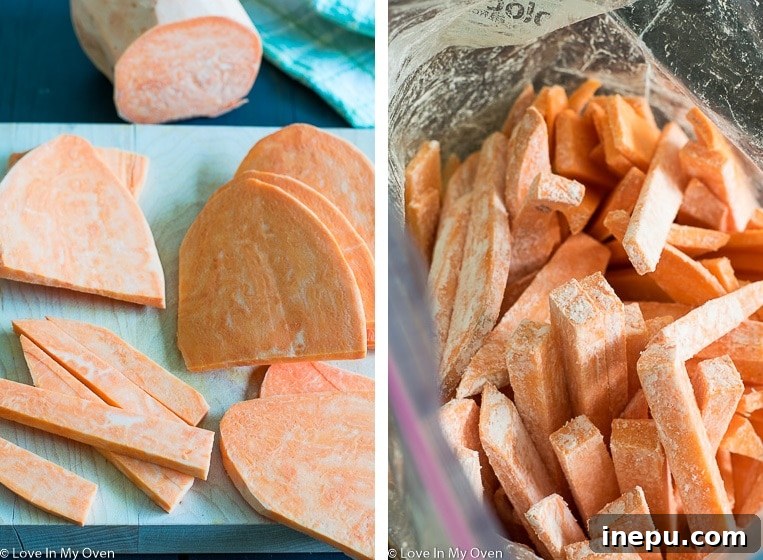 Crispy Sweet Potato Fries and Creamy Dill Dip 4 Sweet Potato Fries in a Bag with Cornstarch