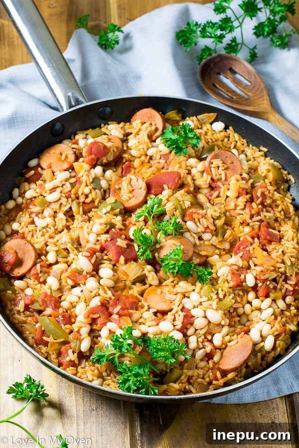 Zesty Sausage and White Bean Skillet - a quick and easy one-pan meal
