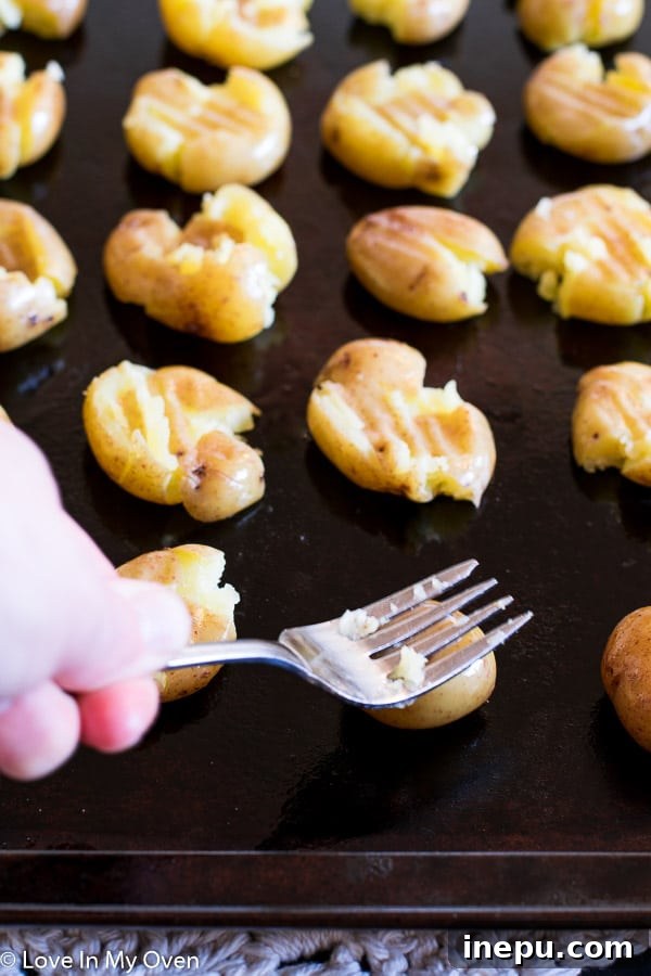Smashed Potatoes being prepared