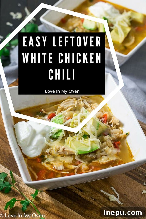 easy leftover white chicken chili, healthy white chicken chili, white bean chili
