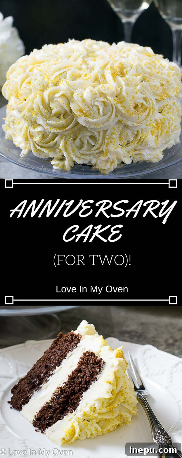 Petite Chocolate Indulgence 7 Anniversary Cake for Two, decorated with beautiful rosettes