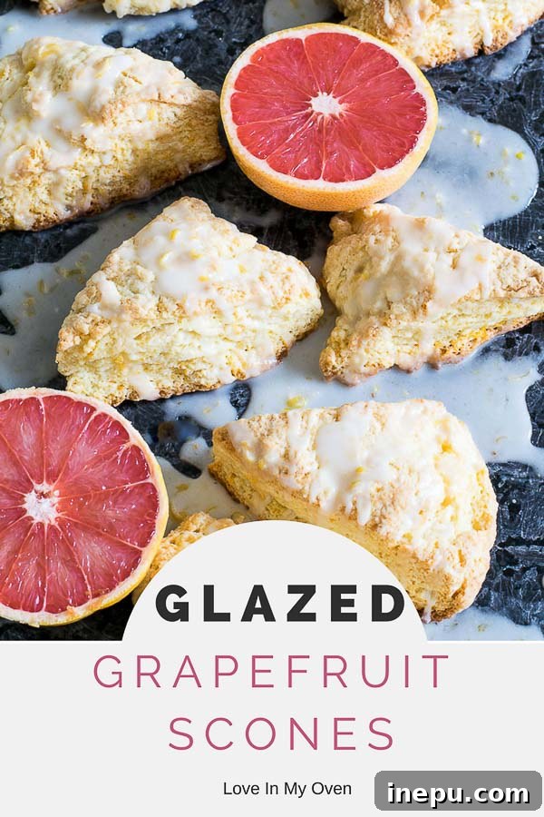 Zesty Grapefruit Scones 2 Flaky Glazed Grapefruit Scones for a bright morning