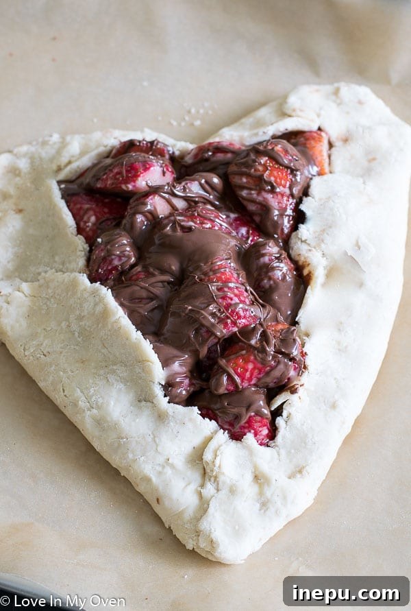 Nutella Strawberry Bliss Pie 5 Close-up of baked Strawberry Nutella Galette.