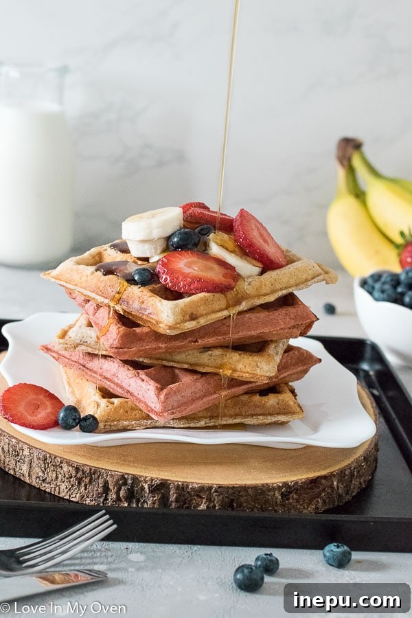 Nourishing Banana Waffles 6 Platter of homemade healthy banana waffles