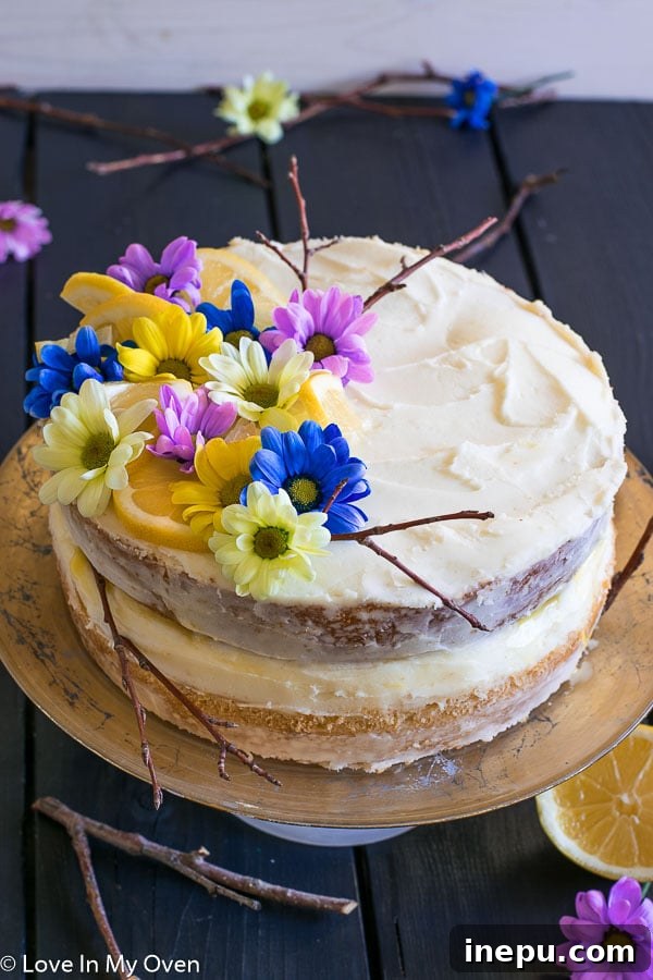 beautiful lemon cake with lemon curd