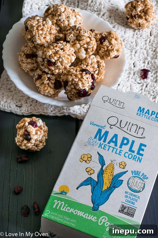 Healthy Cranberry Almond Popcorn Balls - perfect for any season