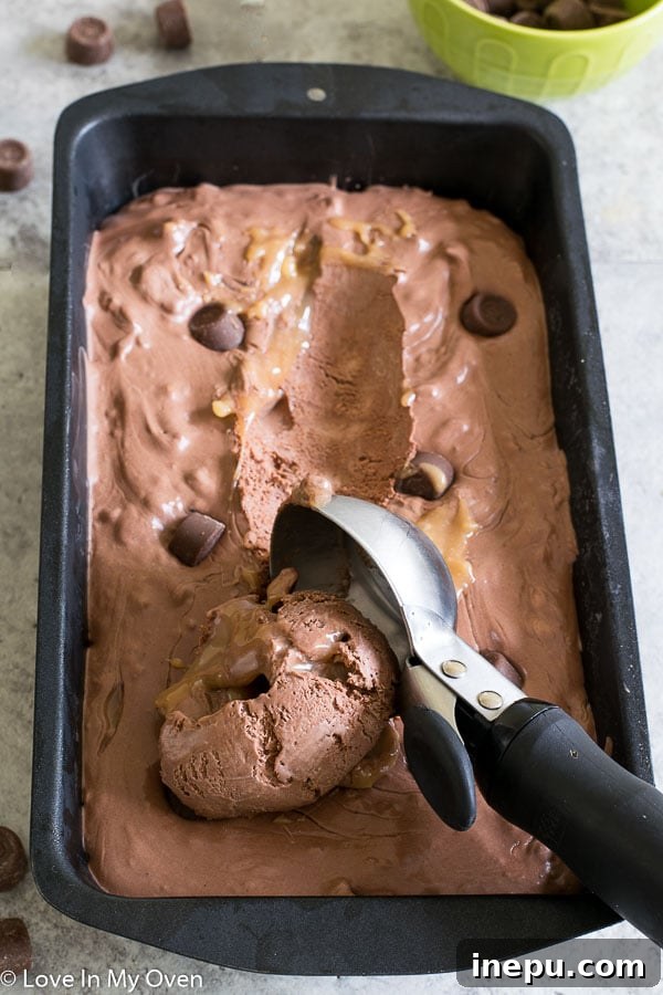 Easy Rolo Chocolate Caramel Ice Cream 4 rolo no churn ice cream