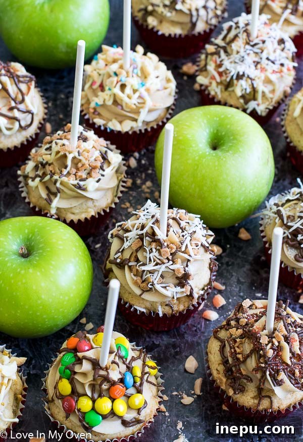 Toffee Apple Temptation Cupcakes 3 caramel apple cupcakes with creamy frosting