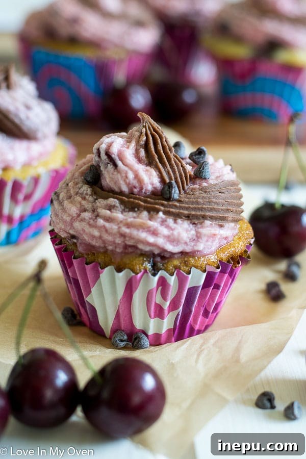 Delicious Chocolate Cherry Chip Cupcakes