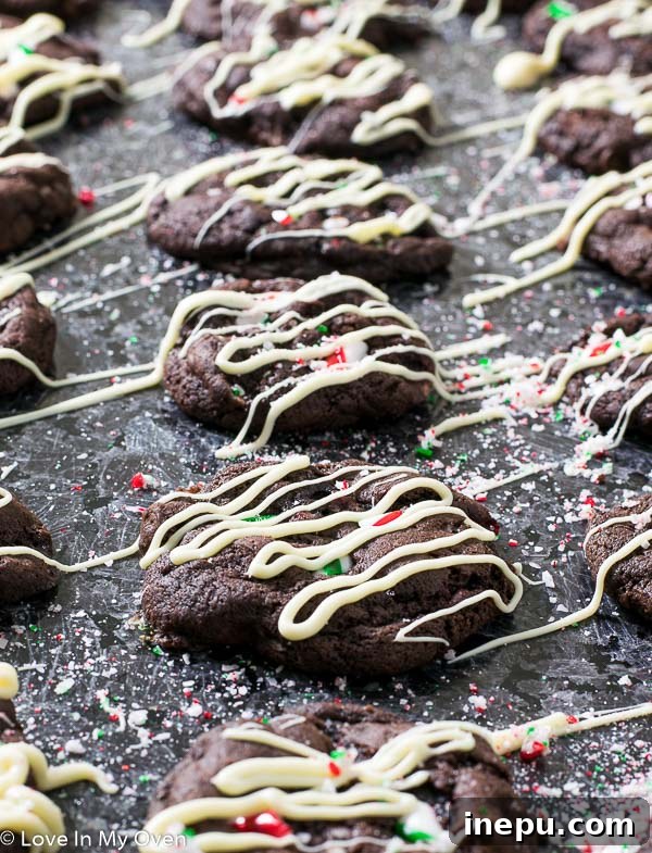 Stack of Mint Chocolate Candy Cane Cookies