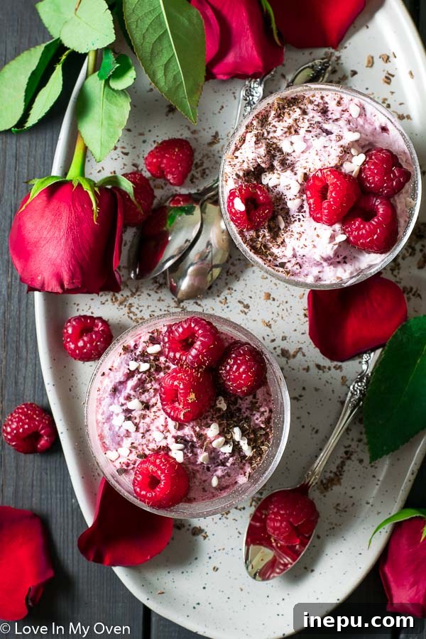 Easy Raspberry & Chocolate Mousse, a light and fluffy dairy-free dessert